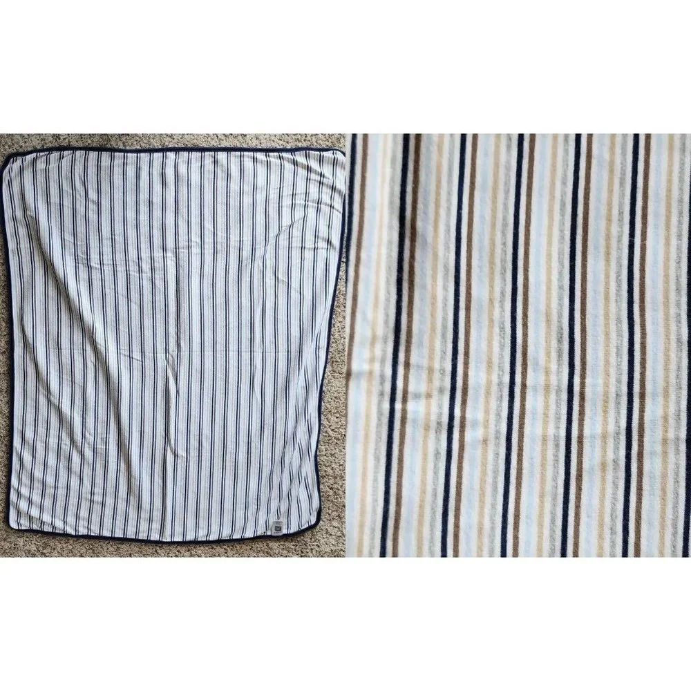 Carter's Baby Blanket Receiving Swaddle‎ Jersey Cotton Blue/Brown/White Striped